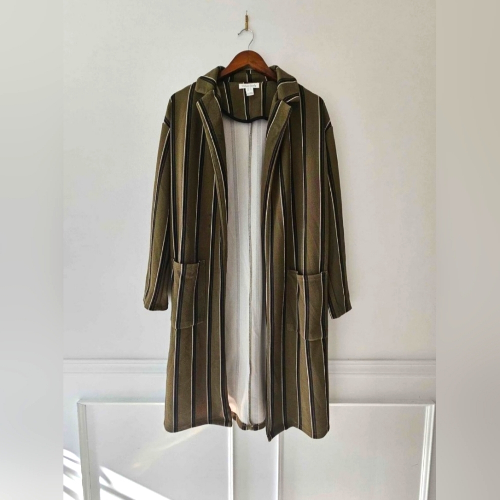 Striped open front blazer cardigan